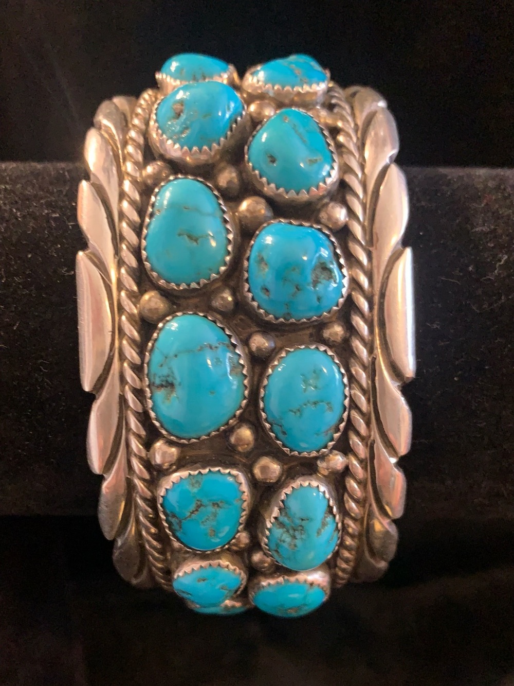 Handcrafted Sterling Silver Turquoise Cuff Bracelet - Turquoise Blue